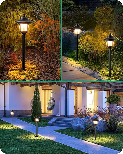 EDISHINE Low Voltage Landscape Lighting, 12V 3W 120LM 3000K Seed Glass Outdoor Landscape Path Lights with Connectors, ORB Waterproof Electric LED Pathway Light Wired for Walkway Garden Yard, 6 Pack
