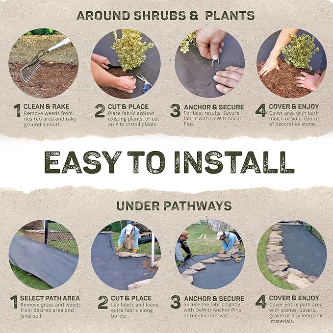 Dewitt 9-Pack Sunbelt Weed Barrier Fabric 3.2 oz, 4 x 300 Feet – Heavy-Duty Ground Cover Mat for Greenhouse Floors, Garden Rows, Raised Beds, Yard Gardening, and Outdoor Landscape Protection