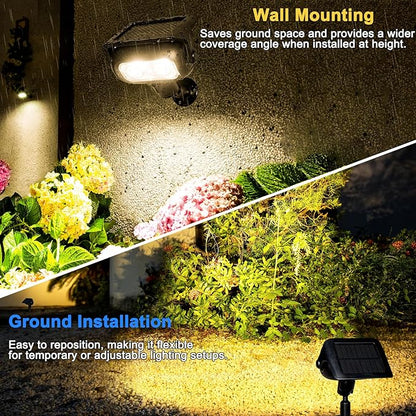 Solar Spot Lights Outdoor Waterproof IP67, Warm White Landscape Lighting with 2 Brightness Mode, Fast-Charge HPBC Panel, Spotlights for Yard, Garden, Pathway
