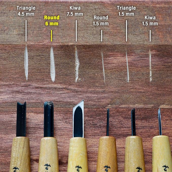 Wazakura Made in Japan Bonsai Chisel Hand Round Gouge Carving Tool 0.2 in (6 mm) for Jin Shari Making, DIY Woodcarving Knife for Experts and Beginners (Round Gouge 6 mm)