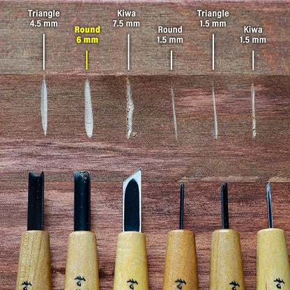 Wazakura Made in Japan Bonsai Chisel Hand Round Gouge Carving Tool 0.2 in (6 mm) for Jin Shari Making, DIY Woodcarving Knife for Experts and Beginners (Round Gouge 6 mm)
