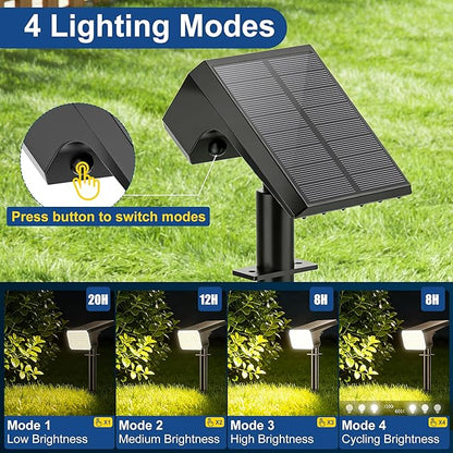LANSOW Solar Spot Lights Outdoor Waterproof IP67, (8 Pack/90 LED/4 Modes) Solar Landscape Spotlights, 2-in-1 Solar Powered Flood Lights for Yard Garden Pathway Outside Tree, Auto ON/Off(Warm White)