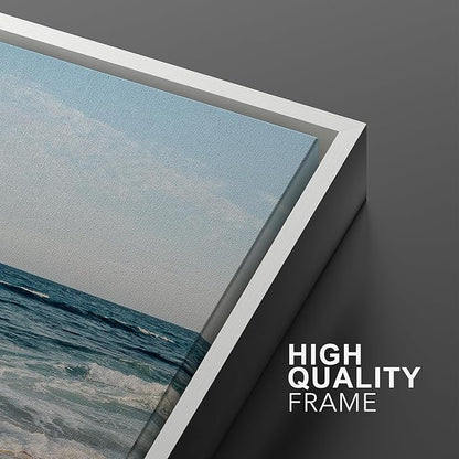 Ashbrook Framed Canvas Print Wall Art Set Tropical Island Coastal Cottage Beach Shore Seascape Nature Wilderness Photography Decorative Nautical Calm/Relax/Cozy for Bedroom - 16"x24"x3 WHITE