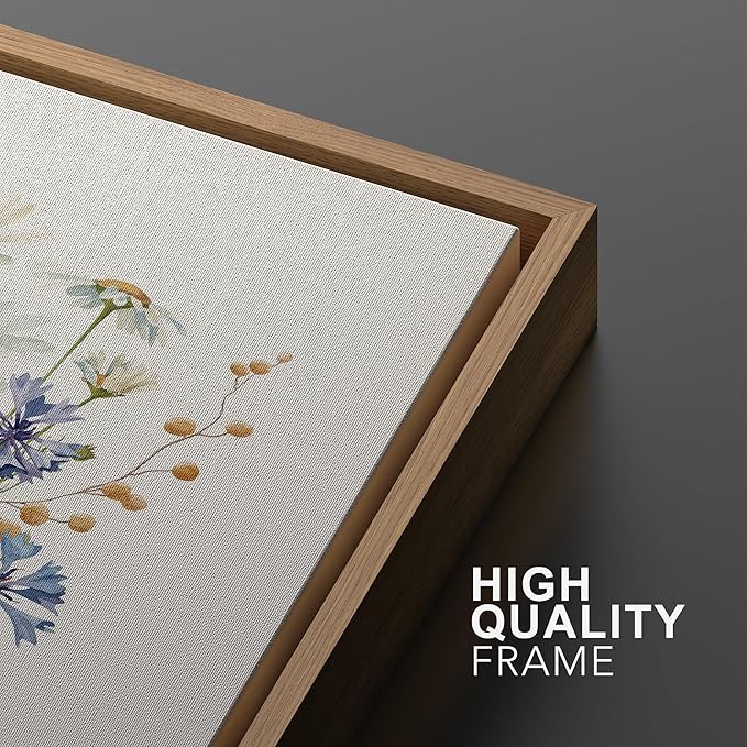 Ashbrook Framed Canvas Print Wall Art Set Pastel Flower Variety Nature Wilderness Illustrations Modern Art Decorative Floral Botanical Minimal Calm/Relax/Cozy for Bedroom - 16"x24"x3 Natural