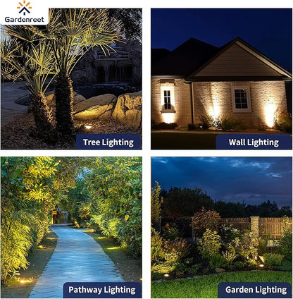 Gardenreet Brass In Ground Well Light - Ip67 Low Voltage Outdoor Light, 12V LED Landscape Lighting, Antique Bronze for Walkway Garden Lawn with 2700K Warm White MR16 Bulb (4 Pack)