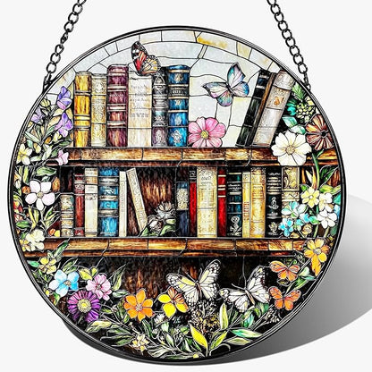 8'' Stained Glass Suncatcher Ornament, Stained Glass Window Hanging, Sun Catchers for Windows Hanging Ornaments, Window Decor | Book Club Gift, Fantasy Book Lover Gift, Reader Gifts