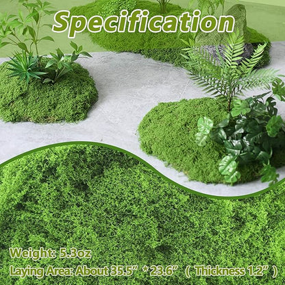 Potanro Faux Green Moss 5.3oz Artificial Fake Plant Moss for Potted Plants Indoor, Crafts, Planters, Bonsai Artifcial, DlY Floral Decorative Moss, Fairy Garden Wedding Table Centerpieces Decor