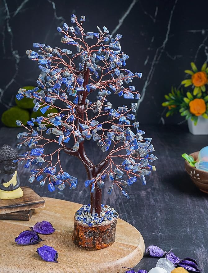 Lapis Lazuli Chakra Tree of Life, Crystal Tree of Life - Handmade Gemstone Tree, Feng Shui Tree, Crystal Decoration, Artificial Tree, Spiritual Gifts, Money Tree Bonsai, Stone Tree, Healing Crystals