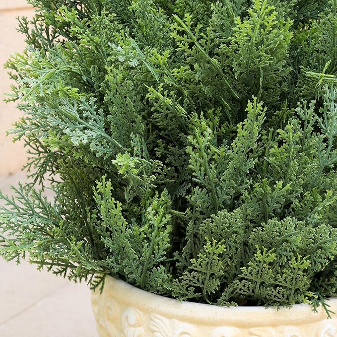 Artificial Cedar Topiary 4 FT Faux Cedar Trees for Outdoor Planters Evergreen Plant, 48 inch UV Rated and Lush Fake Cypress Tree Shrubs for Gateway Front Door Porch Patio Garden, Set of 2