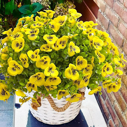 Artificial Flowers for Outdoors Fake Plants, 12pcs Fake Flowers Artificial Plants Outdoor UV Resistant,Silk Faux Flowers Shrubs Greenery Plants for Porch Garden Patio Window Box Decor