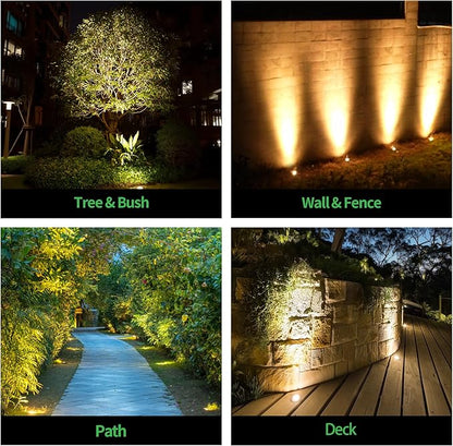 In Ground Landscape Lighting Low Voltage - 2700K-5000K 5 Color Selectable IP67 LED Well Lights, Outdoor 12V Open Top in-Grade Light, ORB Aluminum for Lawn Driveway Garden 9W 700LM 4 Pack