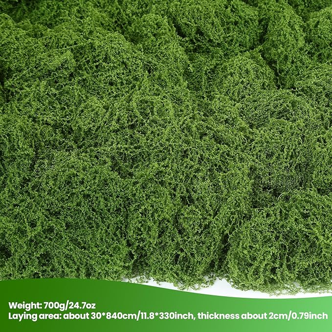 Artificial Green Moss for Potted Plants, 24.7 oz Fake Moss Decor for Indoor Plants, Glass Containers, Wedding, Gardens, DIY Crafts (Dark Green)
