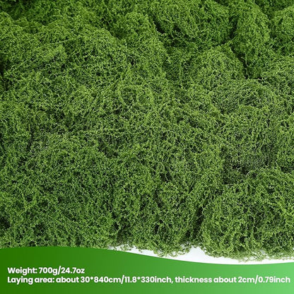 Artificial Green Moss for Potted Plants, 24.7 oz Fake Moss Decor for Indoor Plants, Glass Containers, Wedding, Gardens, DIY Crafts (Dark Green)