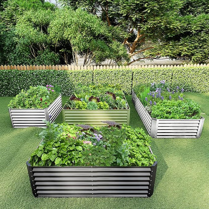 6x3x2FT Galvanized Raised Garden Bed Kit,Vegetable Boxes-Rectangle Metal Flower Box,Large Planter Raised Beds Outdoor Garden for Planting,Fruit,Herb-Silver