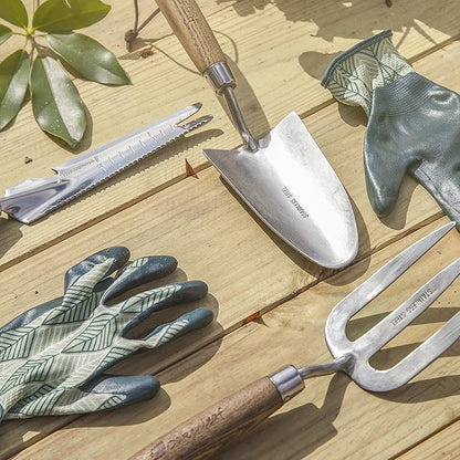 3 Piece Garden Hand Tool Set Extra Large Stainless Steel with Timber Handles Trowel Fork and Multitool