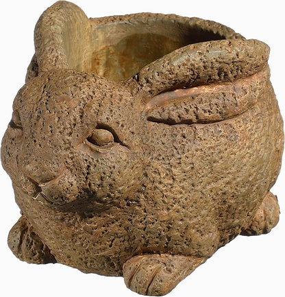 Classic Home and Garden Cement Buddies Animal Planter - Cute Desk Decoration - UV Coated Animal Vase w/Removable Drain Plug - Succulent Planter for Indoor/Outdoor Use (Rabbit Planter, Rust, Large)