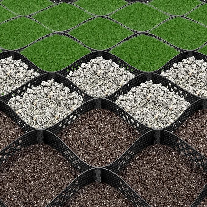 VIVOSUN 2’’ Depth Ground Grid, 6.5 x 17 ft, High-Density HDPE Geo Cell, 1885 lb per sq ft Load, Foldable & Tensile, Easy Installation with Gloves, Ideal for Gardens, Driveways, Pathways, Slopes