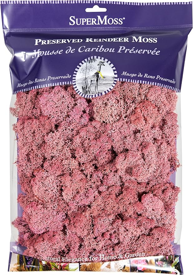 SuperMoss 7 59834 3 23152 Moss, 200 Cubic inch (in3) Bag (Appx. 8oz), Dusty Rose