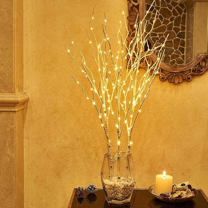 Hairui Lighted Birch Branches Plug in with Timer 30IN 150 LED Fairy Lights, White Willow Branch Lights for Christmas Fireplace Room Vase Decoration Indoor Outdoor Use (Vase Excluded)