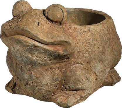 Classic Home and Garden Cement Buddies Animal Planter - Cute Desk Decoration - UV Coated Animal Vase w/Drain Plug - Succulent Plant Pot for Indoor/Outdoor Use (Frog Planter, Rust, Large)
