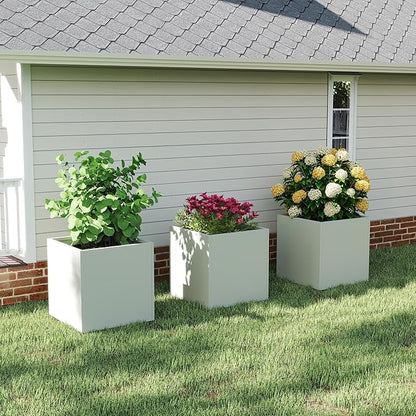 ARNIS Metal Planter Box, 20.75" Lx20.75 Wx20.75 H Large Square Indoor Outdoor Planters Cube, Galvanized Steel Heavy Duty Flower Pot with Drainage for Tall Plants, Trees, Flowers (Sand)