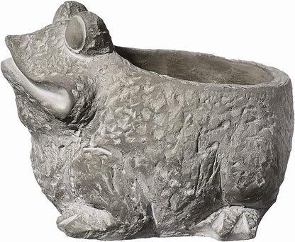 Classic Home and Garden Cement Buddies Animal Planter - Cute Desk Decoration - UV Coated Animal Vase w/Removable Drain Plug - Succulent Planter for Indoor/Outdoor Use (Frog Planter, Natural, Large)