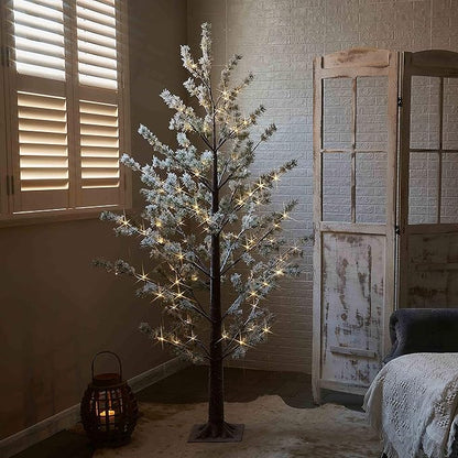 LITBLOOM Pre lit Faux Noway Christmas Pine Tree Lights 6FT 126 Warm White LED for Indoor Outdoor Home Decoration