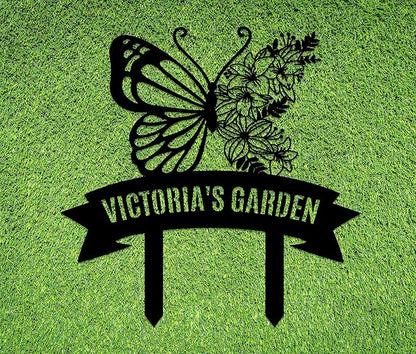 Personalized Metal Garden Sign with Stake, Custom Garden Decor for Outdoor, Custom Family Name Sign, Patio Decorations, Lawn Art, Farmhouse Decorative, Housewarming Gift (CstmDesign7)