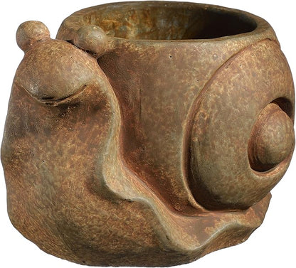 Classic Home and Garden Cement Buddies Animal Planter - Cute Desk Decoration - UV Coated Animal Vase w/Drain Plug - Succulent Plant Pot for Indoor/Outdoor Use (Snail Planter, Rust, Large)