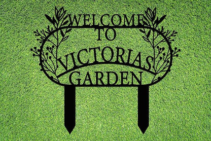 Personalized Metal Garden Sign with Stake, Custom Garden Decor for Outdoor, Custom Family Name Sign, Patio Decorations, Lawn Art, Farmhouse Decorative, Housewarming Gift (CstmDesign3)
