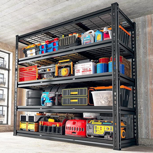 REIBII 48" W Garage Shelving, 5-Tier Wire Shelving Load 2750LBS, Adjustable Metal Storage Shelves, Garage Shelves for Basement, Warehouse, Workshop, Kitchen, 48" W x 18" D x 72" H